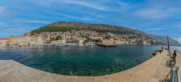 Dubrovnik Croacia Agosto 2022 Vista Con Rompeolas Porporela Puerto Del — Foto de Stock