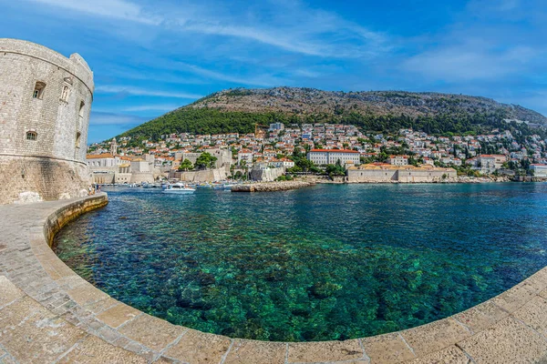 Dubrovnik Croacia Agosto 2022 Vista Con Rompeolas Porporela Puerto Del — Foto de Stock