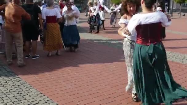 Тимисоара Румыния Июля 2022 Года Танцоры Италии Традиционном Костюме Представленные — стоковое видео