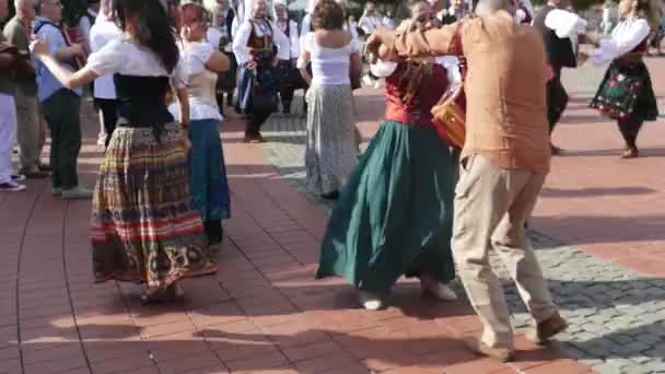Timisoara Roumanie Juillet 2022 Danseurs Italiens Costume Traditionnel Présents Festival Séquence Vidéo