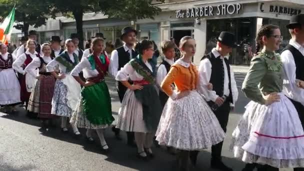 Timisoara Romania July 2022 由匈牙利裔舞蹈团 身着传统服装出席由市政厅组织的国际民间节 心脏节 免版税图库视频