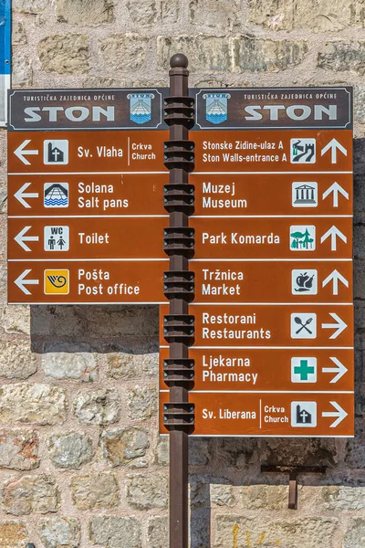 Στων Κροατια Αυγουστου 2022 Info Point Sign Located Ston Municipality — Φωτογραφία Αρχείου