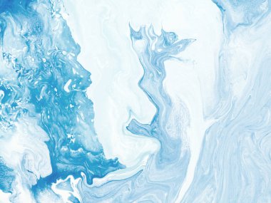 Mavi dalga yaratıcı resim, kopya alanı ile soyut el boyaması arka plan, mermer dokular, tuvalin üzerinde akrilik boya. Modern sanat. Çağdaş sanat.