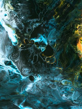 Mavi soyut resim, kopya alanı ile yaratıcı el boyası arka plan, mermer dokular, tuvalde akrilik boya. Modern sanat. Çağdaş sanat.