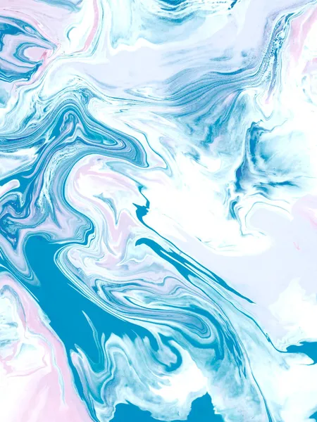 蓝色和粉色波浪画 富有创意的抽象手绘背景 大理石质感 抽象海洋 帆布上的丙烯酸画 现代艺术 当代艺术 — 图库照片