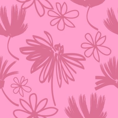 Pasifik Pembe Vektörü soyut çiçeğin kusursuz deseni. El çizimi şekiller ve çizgi sanatı. Katılım çizimi, botanik element. 