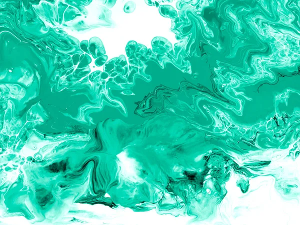 绿色艺术 富有创意的抽象手绘背景 丙烯酸液体 大理石质感 现代艺术 当代艺术 — 图库照片