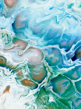 Mavi renkli soyut sanat resimleri, yaratıcı el boyası arka plan, akrilik resim, mermer doku, sıvı sanat eserleri, soyut okyanus. Modern sanat. Çağdaş sanat.