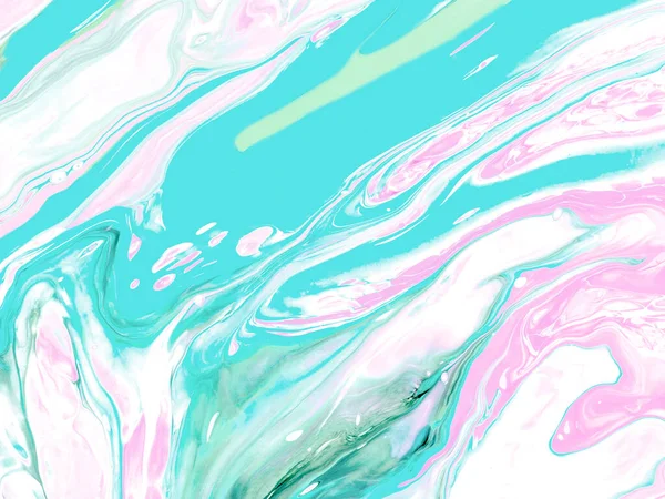 摘要绿松石和粉红色彩的抽象艺术绘画 富有创意的手绘背景 丙烯酸绘画 大理石质感 液体艺术 抽象海洋 现代艺术 当代艺术 — 图库照片