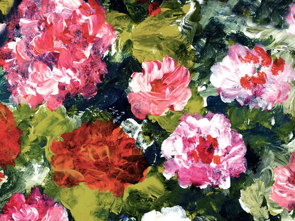 Obraz Abstrakcyjny Jasne Kwiaty Oryginalne Ręcznie Rysowane Impresjonizm Stylu Tekstury — Zdjęcie stockowe