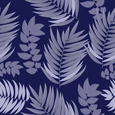 Seamless vector pattern with tropical palm leaves, jungle background,  plants, botanical design for fashion, fabric, wallpaper
