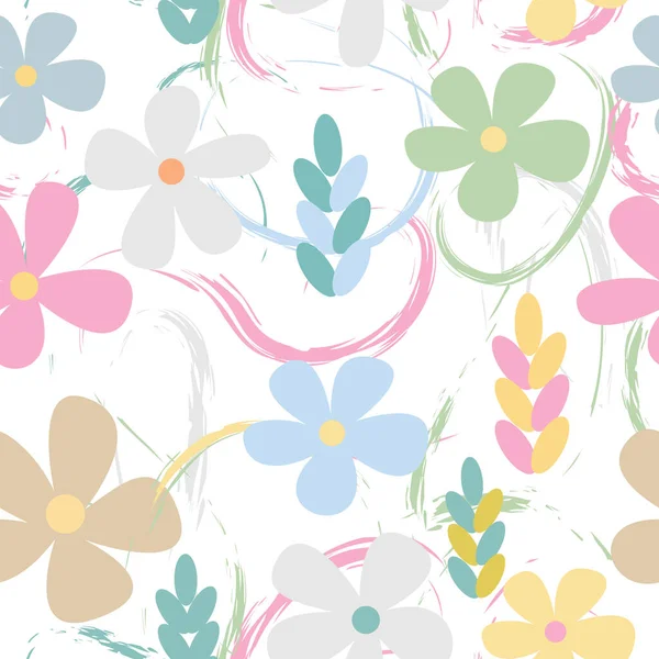 Motif Vectoriel Sans Couture Fleurs Jardin Colorées Abstraites Plantes Design — Image vectorielle