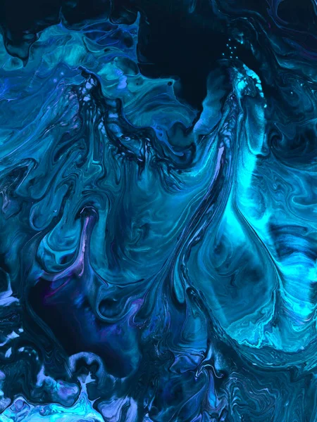 Neonově Modrý Fantastický Obraz Umění Kreativní Abstraktní Ručně Malované Pozadí — Stock fotografie