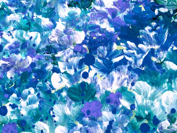 Mavi ve mor, yaratıcı, soyut çiçekler, el boyası, sanat arkaplan, tuvaldeki akrilik boya. Modern sanat. Çağdaş sanat.