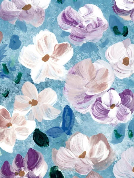 Abstracte Bloemen Kunst Schilderen Creatieve Hand Geschilderde Achtergrond Borstel Textuur — Stockfoto