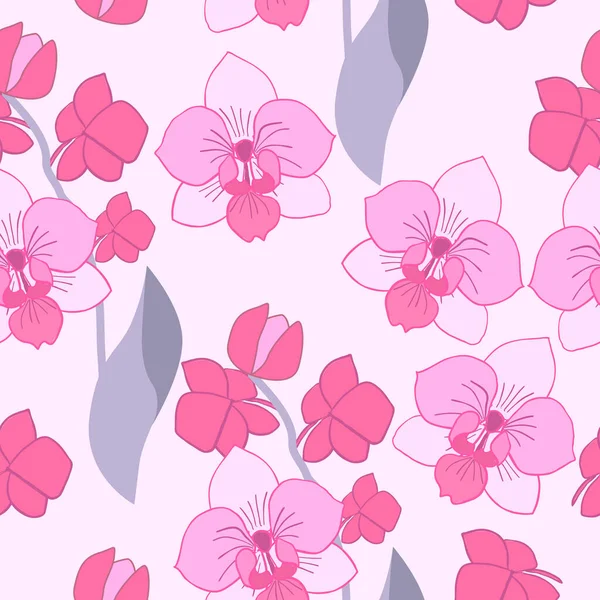 Seamless Pattern Pink Flowers Floral Decorative Vector Background Plants Botanical — Stock vektor