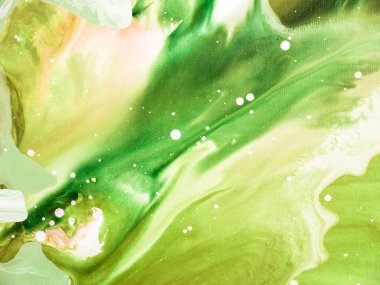 Soyut yeşil ve sarı dalgalar, yaratıcı el boyası arka plan, mermer dokular, soyut okyanus, tuvaldeki akrilik resim. Modern sanat. Çağdaş sanat.