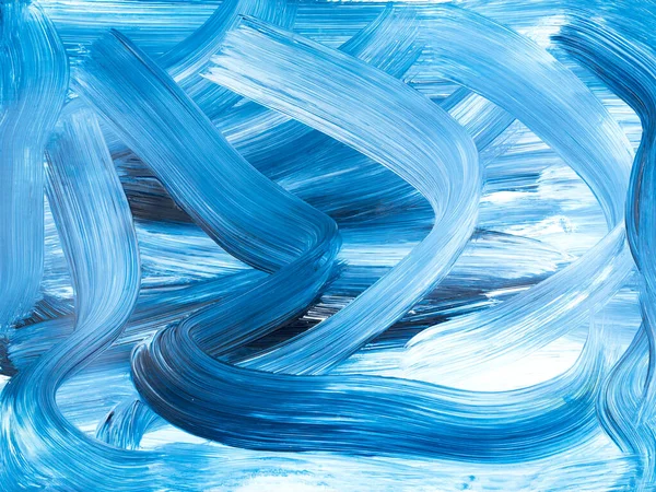 Blaue Kunst Kreativer Abstrakter Handbemalter Hintergrund Pinselstruktur Abstrakter Ozean Acrylmalerei — Stockfoto