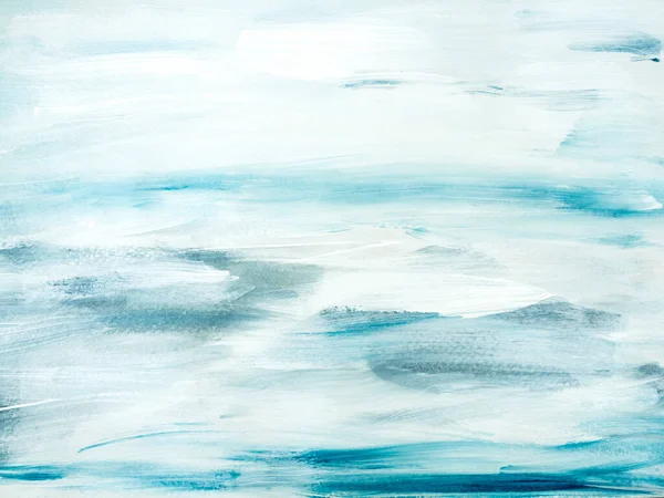 Abstract Sea Landscape Original Painting Hand Drawn Impressionism Style Blue — Foto de Stock