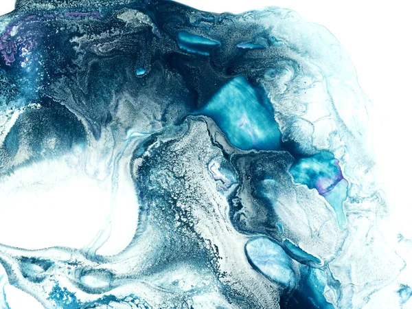 Abstract Blue Creative Hand Painted Background Marble Texture Acrylic Painting — ストック写真