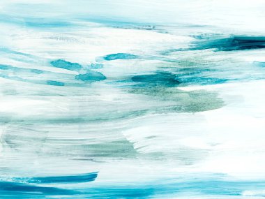 Abstract sea landscape. Original painting. Hand drawn, impressionism style, blue color texture with copy space, brushstrokes of paint,  art background.  Modern art. Contemporary art.