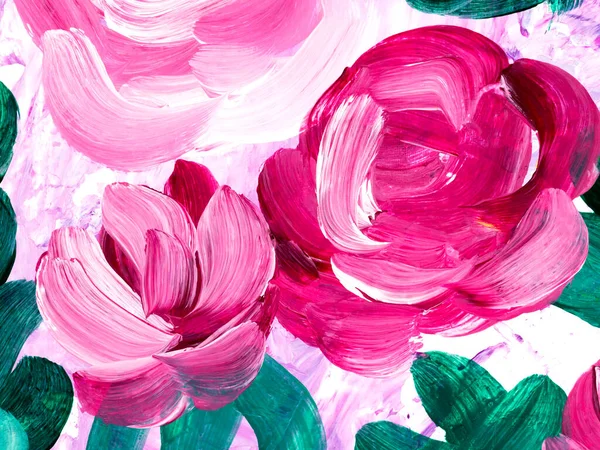 Abstract flowers, painted pink, original hand drawn, impressionism style, color texture, brush strokes of paint,  art background.  Modern art. Contemporary art.