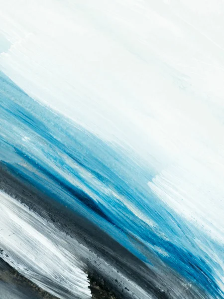 Abstract Ocean Landscape Original Painting Hand Drawn Impressionism Style Blue — Foto de Stock