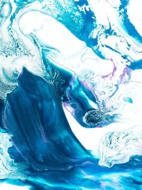 Soyut mavi fantastik el boyası arka plan, mermer doku, akrilik resim. Modern sanat. Çağdaş sanat.