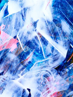 Mavi ve pembe fırça dokusu, sanat yaratıcısı soyut el boyası arka plan, tuvalde akrilik boya. Modern sanat. Çağdaş sanat.