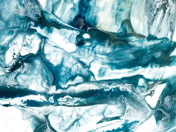 抽象青幻想的な創造的な手の背景 大理石の質感 アクリル絵具を描いた 現代美術 現代美術 — ストック写真