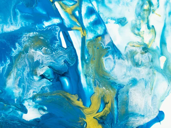 青と金の抽象画 芸術創造的な手の背景を描いた 大理石のテクスチャ 抽象的な海 キャンバス上のアクリル絵具 現代美術 現代美術 — ストック写真