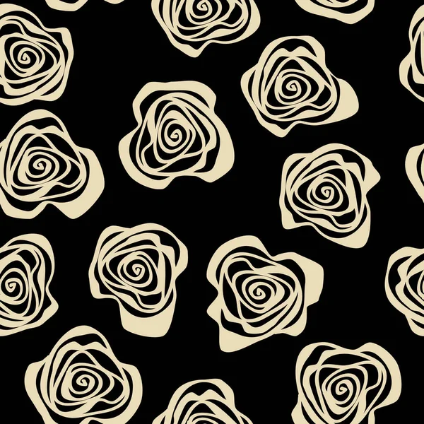 Διάνυσμα Απρόσκοπτη Μοτίβο Αφηρημένη Μπεζ Τριαντάφυλλα Μαύρο Floral Φόντο Για — Διανυσματικό Αρχείο