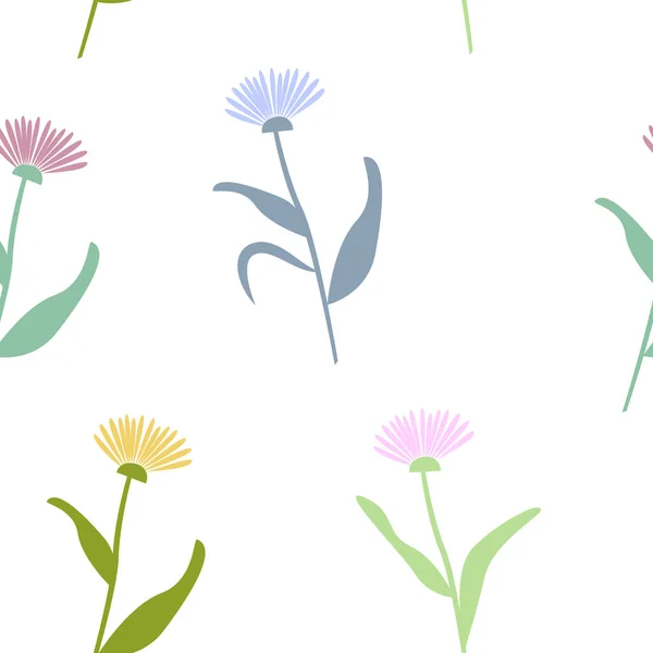 Floral Nahtlose Muster Mit Bunten Blumen Auf Weißem Vektor Hintergrund — Stockvektor