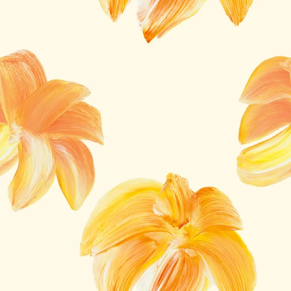 花柄ベクトルシームレスパターンとオレンジの花が柔らかい背景に — ストックベクタ