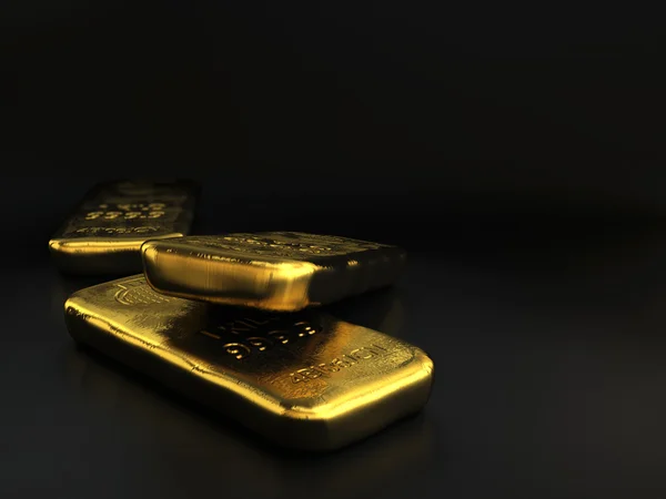 Gold bullions over black — Stock Photo, Image