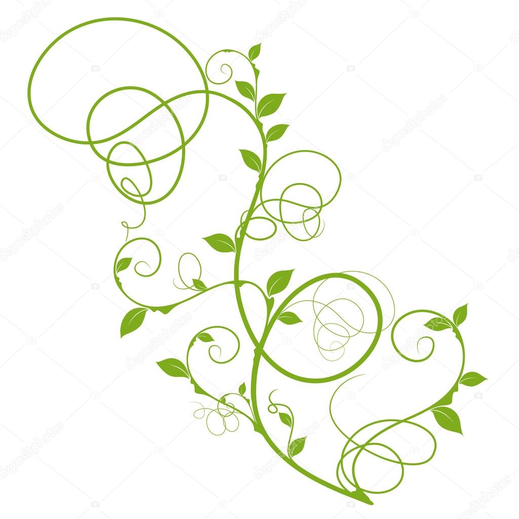 Simple green vector floral design silhouette