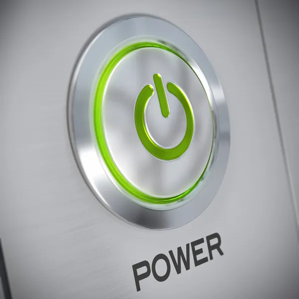 エネルギー保存、コンピューターの電源ボタン — ストック写真
