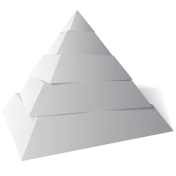 Vektor pyramid fem nivåer, 3d illustration — Stock vektor