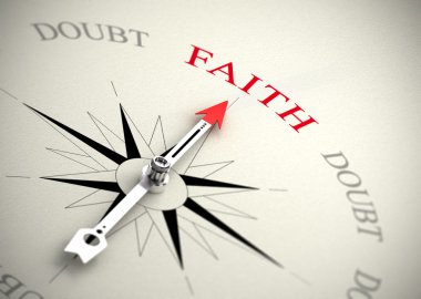 Faith versus doubt, religion or confidence concept clipart