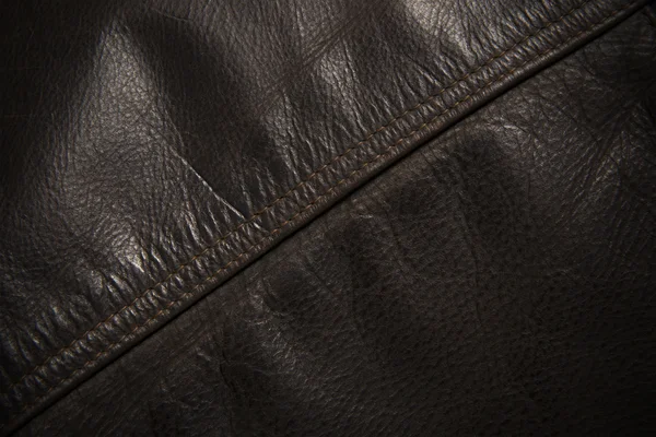 Línea de costura en chaqueta de cuero, detalle — Foto de Stock