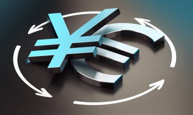 Euro ve yen sembolü. EUR jpy çifti