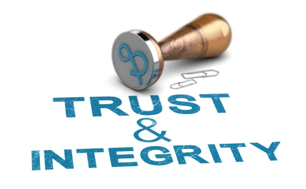 Fráze Důvěryhodnost Integrita Napsaná Bílém Pozadí Obchodní Etika Důvěryhodný Firemní — Stock fotografie