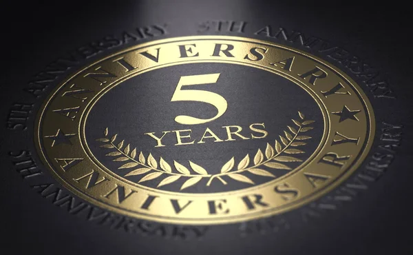 5Th Anniversary Celebration Announcement Golden Marking Black Background Text Years — Stock Fotó