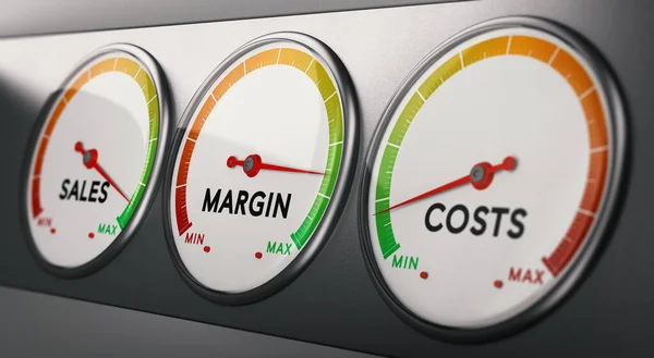 Illustration Des Indicateurs Ventes Marge Coûts Concept Analyse Rentabilité Mesures — Photo