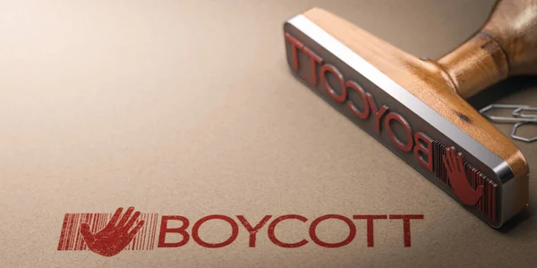 Word Boycott Printed Kraft Paper Rubbber Stamp Copy Space Activism — Stock Photo, Image