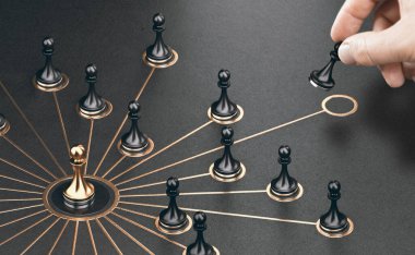 İnsan yeni iş bağlantıları kurar ve profesyonel ya da sosyal bir ağı genişletir. Bir üç boyutlu illüstrasyon ile bir fotoğraf arasında birleşik imaj oluşturur..