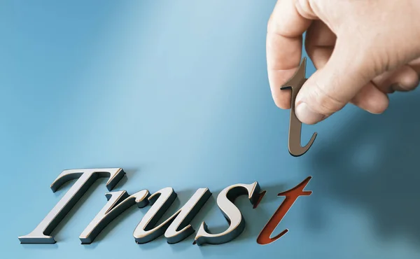 Die Hand Hält Den Buchstaben Und Baut Vertrauen Auf Vertrauenswürdiger — Stockfoto