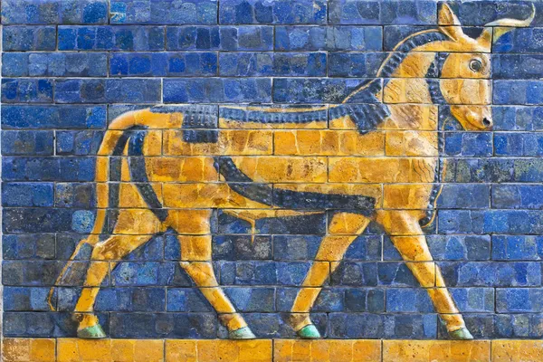 Golden Calf, ancient mosaic, Assyria Royalty Free Stock Photos