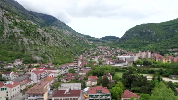 Montenegro Kotor old town aerial photography — стоковое видео