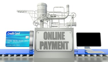 online ödeme kavramı, bilgisayar ve kredi kartı